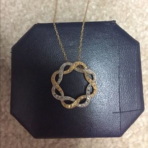 10k solid yellow and white gold round pendant